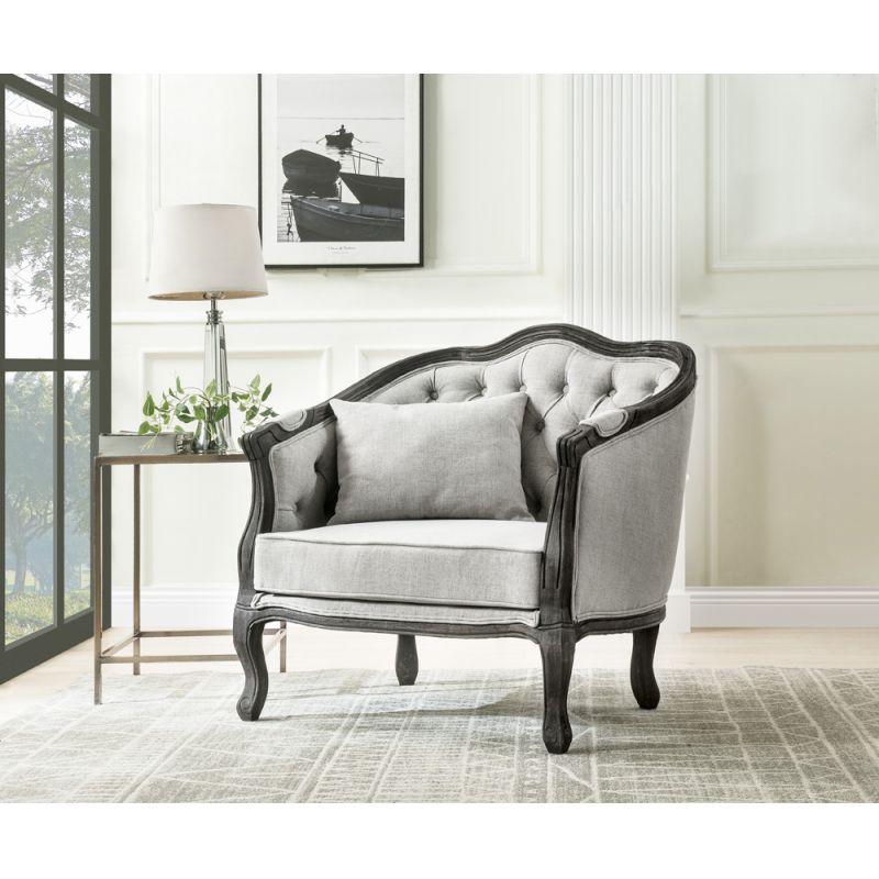 ACME Furniture - Samael Chair w/Pillow - Gray Linen & Dark Brown - LV01129