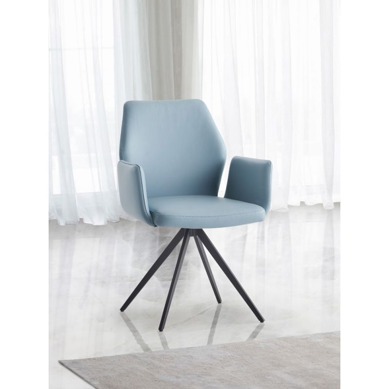 ACME Furniture - Segismunda Side Chair w/Swivel - Light Blue Leather & Black - DN02403