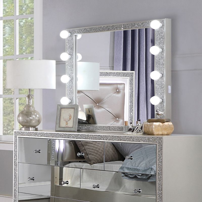 ACME Furniture - Sliverfluff Mirror w/Light - Mirrored & Champagne - BD00245