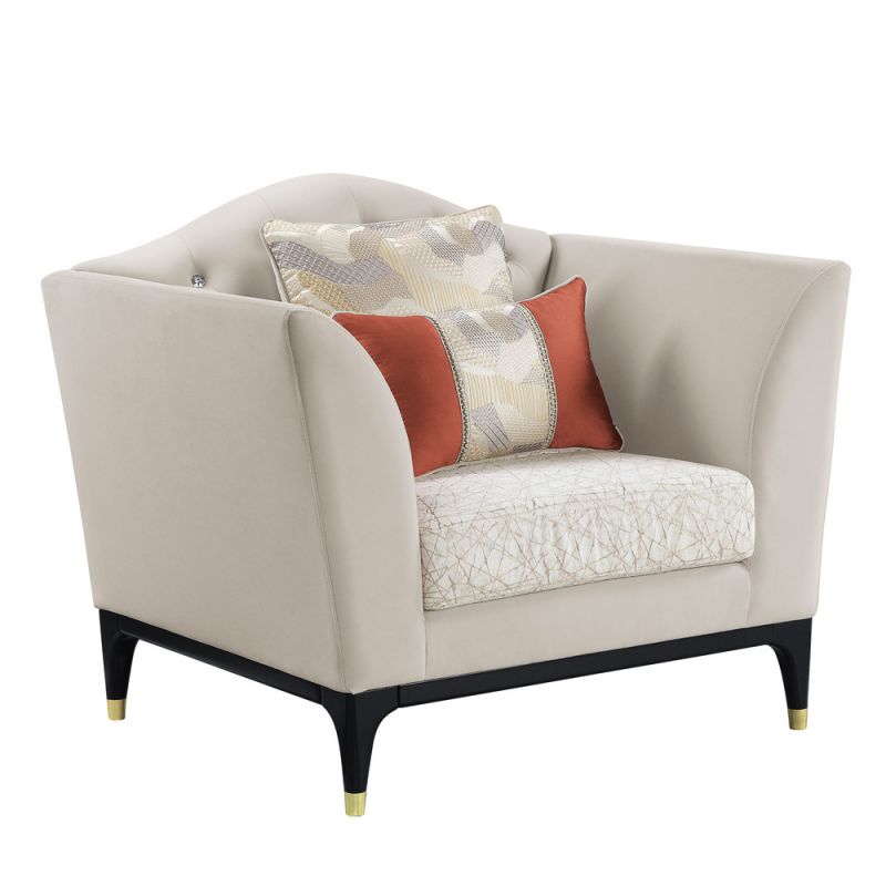 ACME Furniture - Tayden Chair w/2 Pillows - Beige Velvet - LV01157
