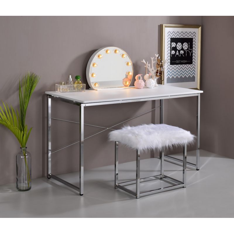 ACME Furniture - Tennos Vanity Desk - White & Chrome - AC00903
