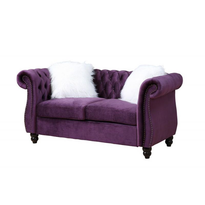 ACME Furniture - Thotton Loveseat w/2 Pillows - Purple Velvet - LV00341