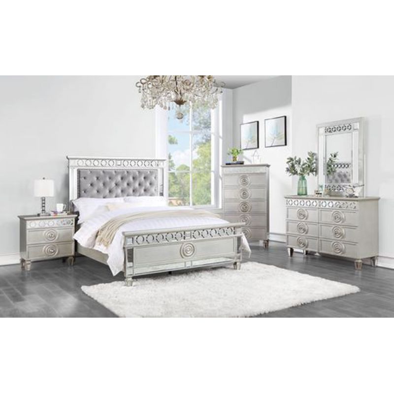 ACME Furniture - Varian Full Bed - Gray Velvet - Silver & Mirrored - BD01411F