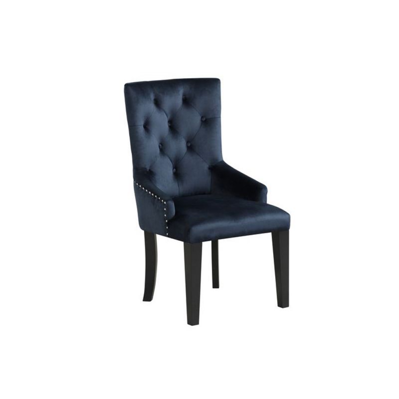 ACME Furniture - Varian II Side Chair - Dark Navy Velvet & Black - DN00592