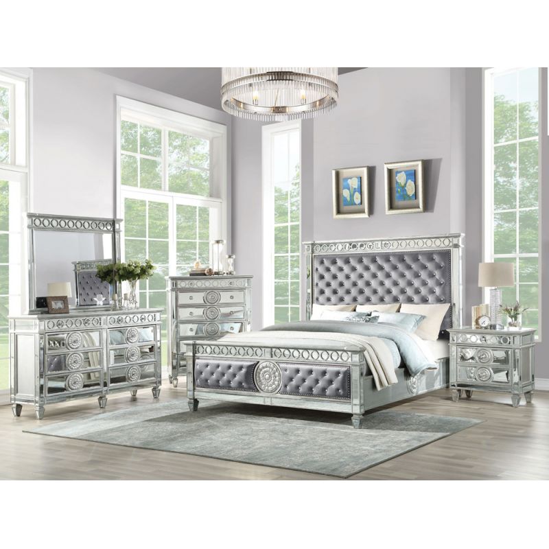 ACME Furniture - Varian Queen Bed - Gray & Mirrored - BD02303Q