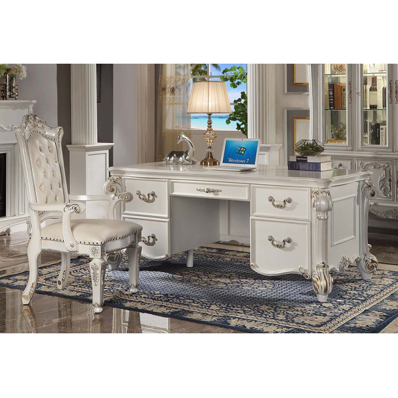 ACME Furniture - Vendome Executive Writing Desk - Antique Pearl - OF01517