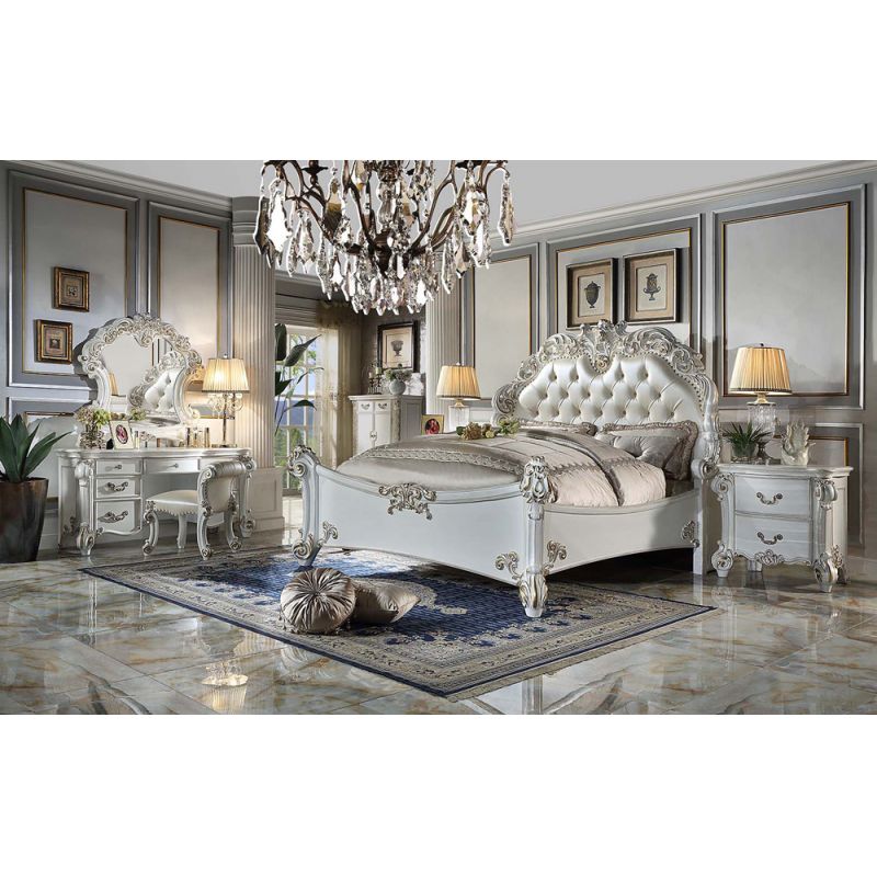ACME Furniture - Vendome Queen Bed - Synthetic Leather & Antique Pearl - BD01506Q
