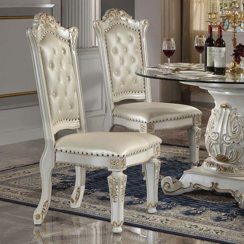ACME Furniture - Vendome Side Chair (Set of 2) - Synthetic Leather & Antique Pearl - DN01554