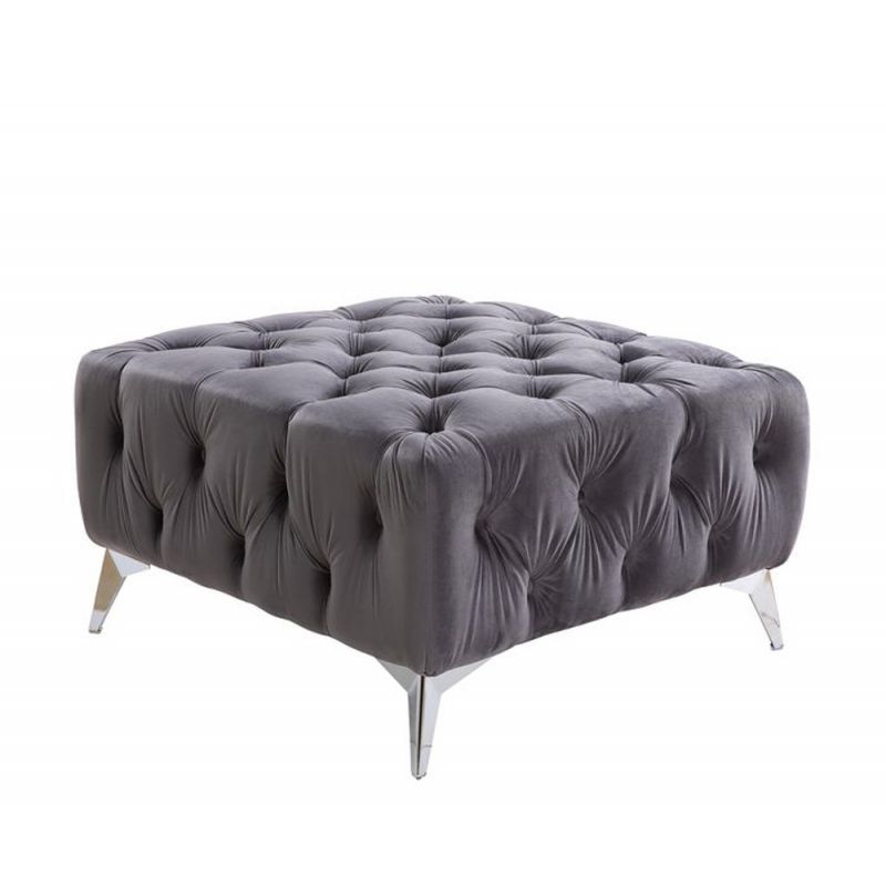 ACME Furniture - Wugtyx Ottoman - Dark GrayVelvet - LV00336
