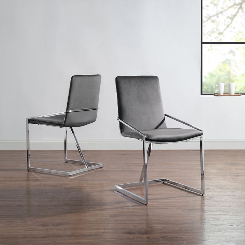 ACME Furniture - Zlatan Side Chair (Set of 2) - Gray Velvet & Chrome - DN02235