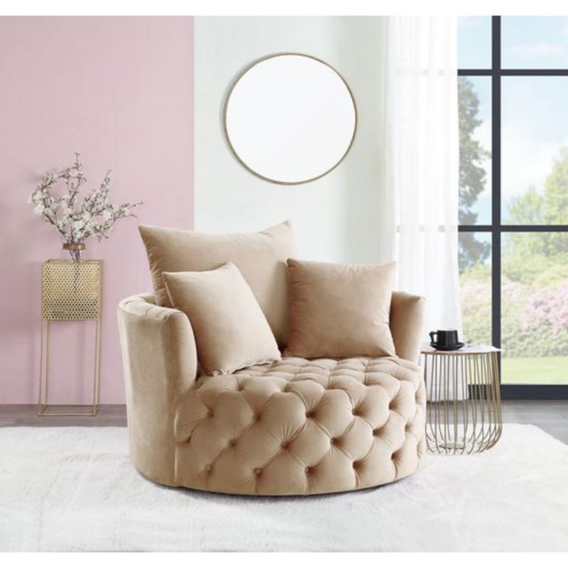 ACME Furniture - Zunyas Accent Chair w/Swivel - Beige Velvet - AC00290