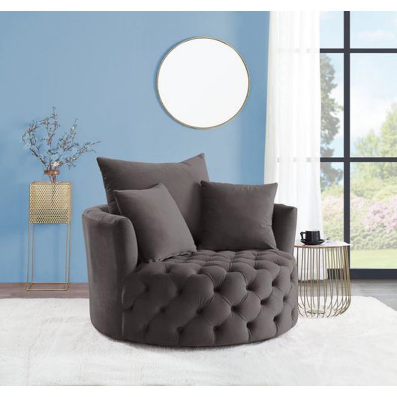ACME Furniture - Zunyas Accent Chair w/Swivel - Gray Velvet - AC00292