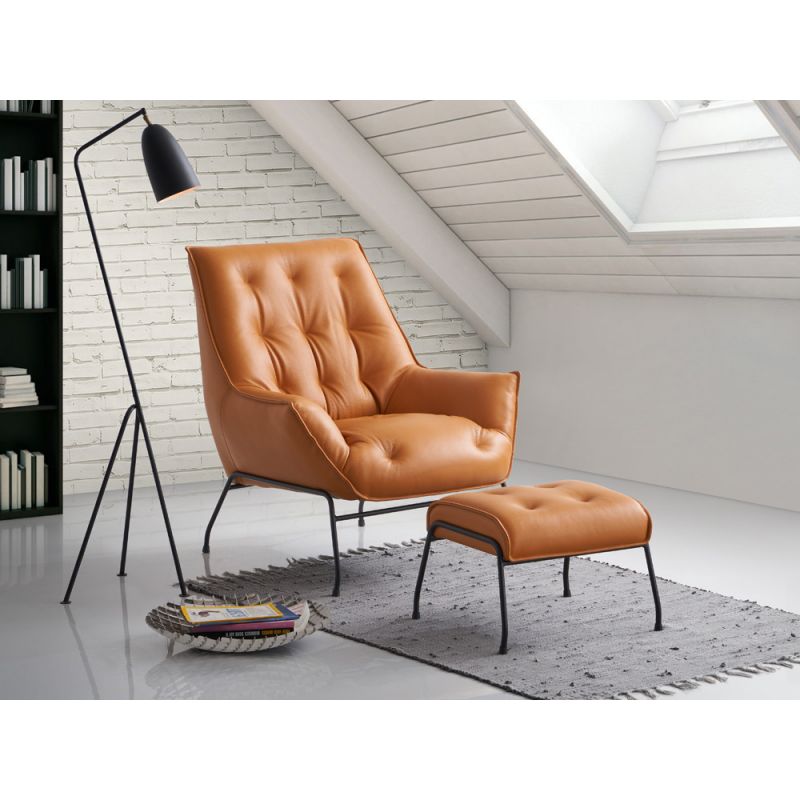 ACME Furniture - Zusa Accent Chair & Ottoman - Sandstone Top Grain Leather - AC02379