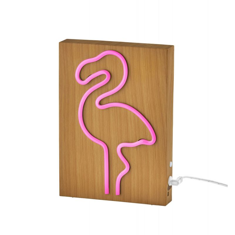 Adesso Home - Wood Framed Neon Flamingo Table/Wall Lamp - SL3722-12
