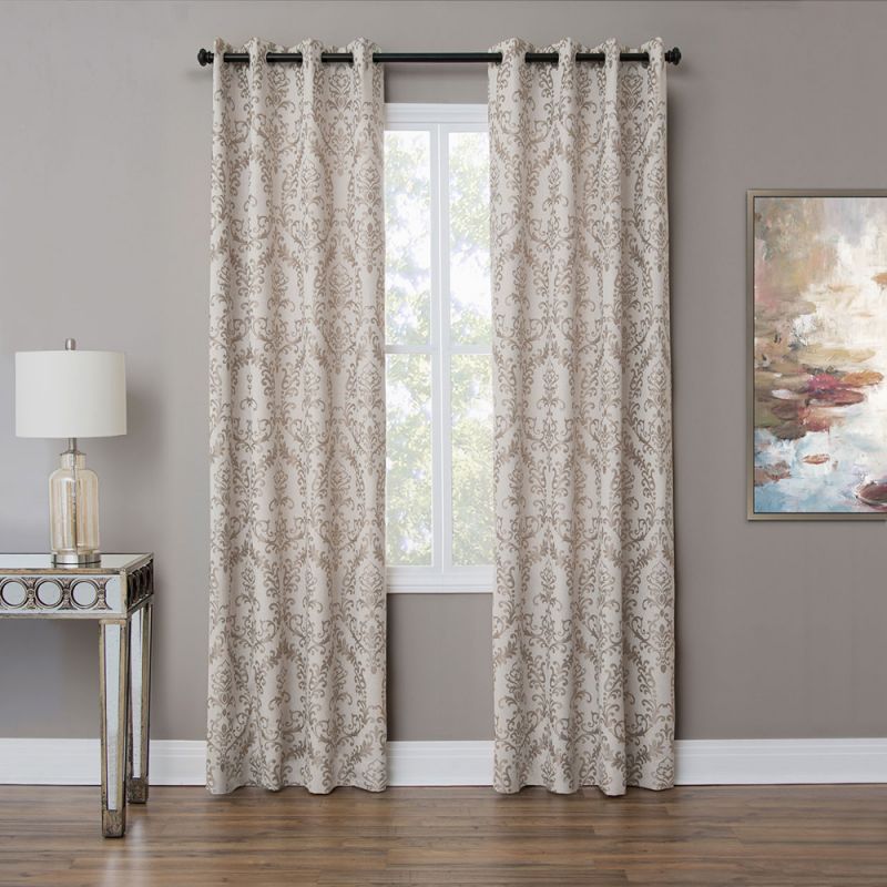 AICO by Michael Amini - Atchinson 50x96 Grommet Top Panel Weighted Corners in Pewter - BDR-GT5096-ATCH-PWT