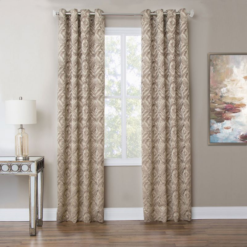 AICO by Michael Amini - Batavia 50x84 Grommet Top Panel Weighted Corners in Taupe - BDR-GT5084-BTVA-TUP