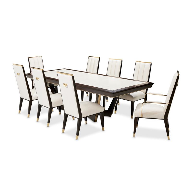 AICO - Belmont Place 9-Piece Dining Room Set - Espresso - 9085000DRS9-409