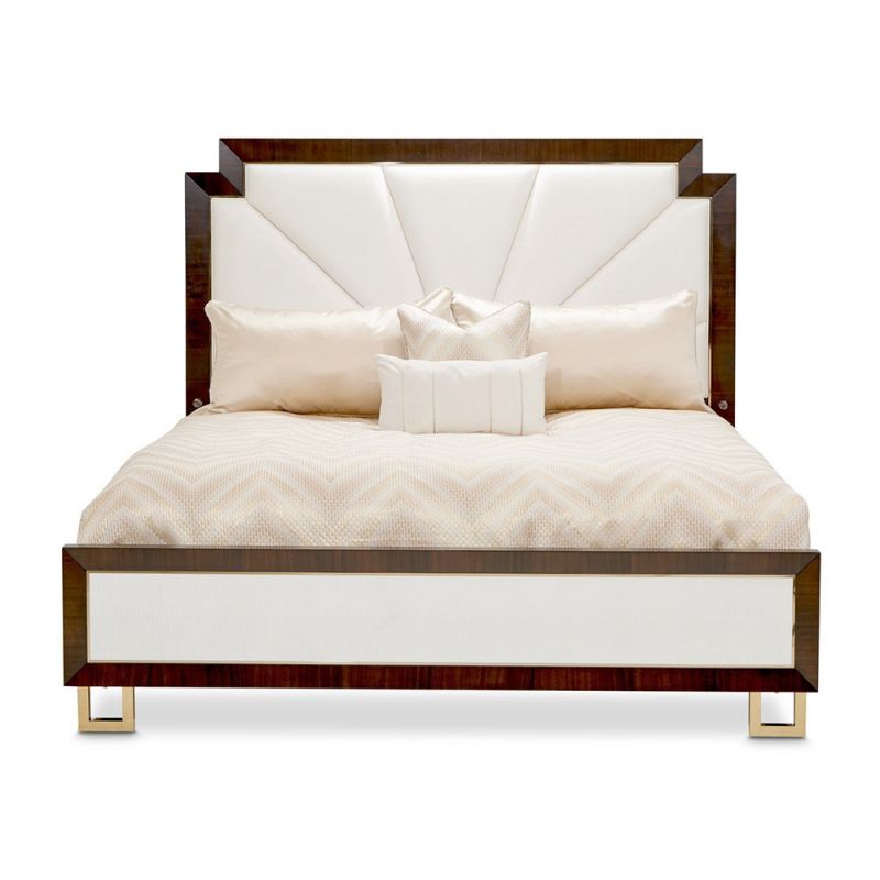 AICO - Belmont Place Queen Upholstered Bed - Espresso - 9085000QN3-409