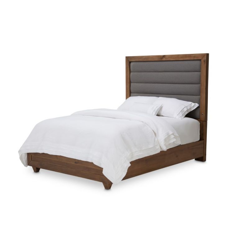 AICO by Michael Amini - Brooklyn Walk - Queen Panel Bed with Fabric Insert - Burnt Umber - KI-BRKW012QN-408