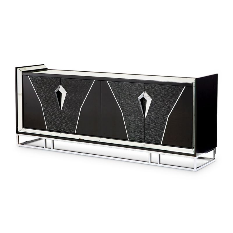 AICO - Carmela Console Table - Glossy Charcoal Sand - LFR-CRMA223-830