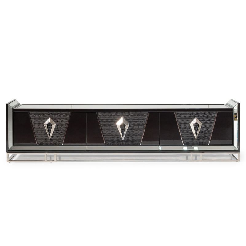 AICO - Carmela Media Cabinet - Glossy Charcoal Sand - LFR-CRMA081-830