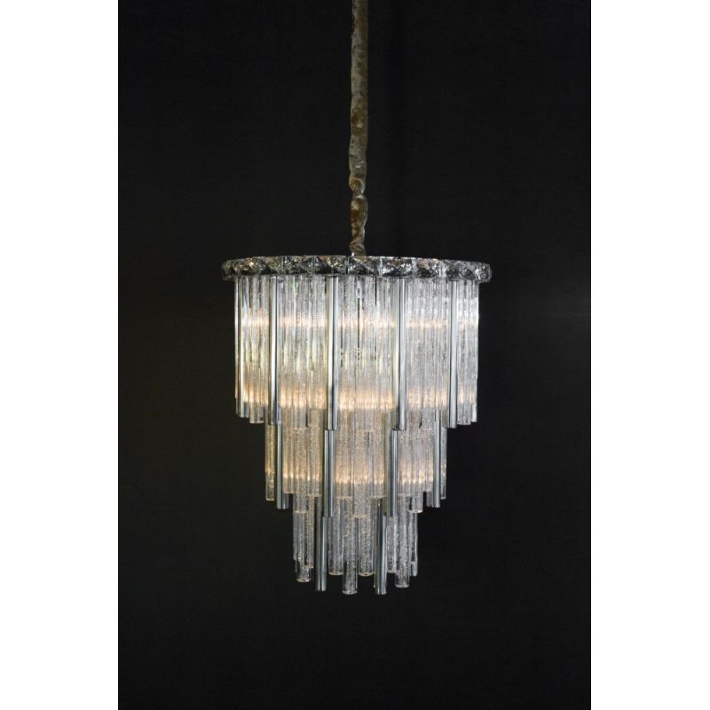 AICO by Michael Amini - Chimes 10 Light Chandelier Glass in Silver - LT-CH958G-10SVL