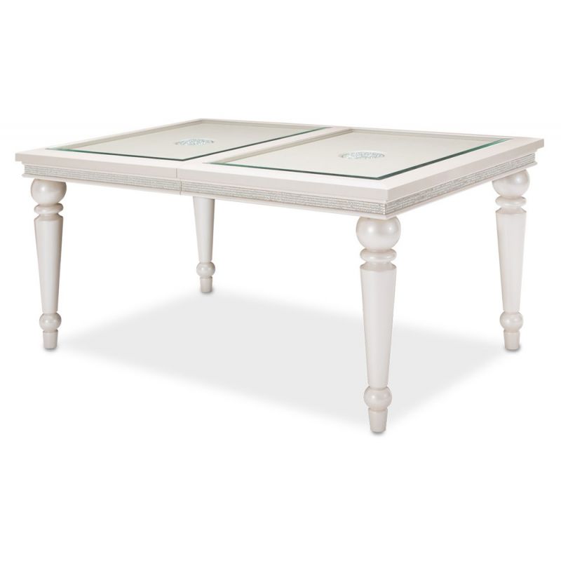 AICO by Michael Amini - Glimmering Heights 4 Leg Dining Table Complete in Ivory