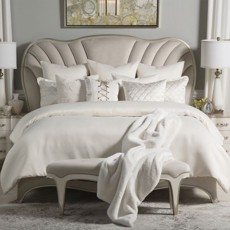 AICO by Michael Amini - Hailey 9pc Queen Comforter Set in Ivory - BCS-QS09-HALEY-IVY
