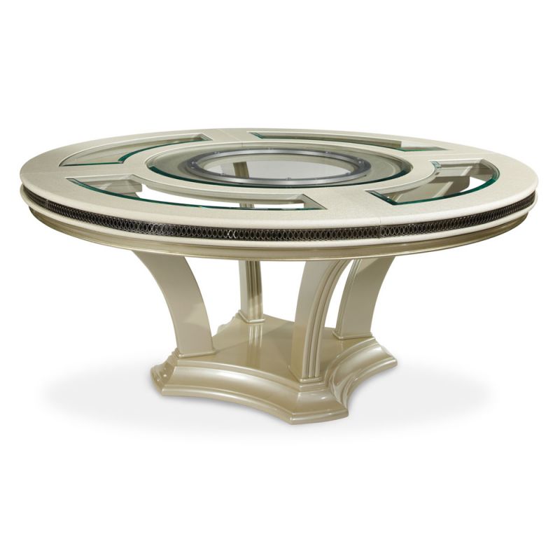AICO by Michael Amini - Hollywood Swank Round Dining Table in Pearl Caviar