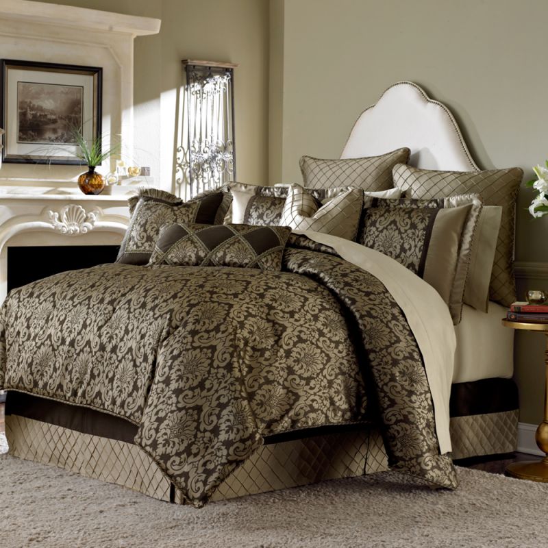 AICO by Michael Amini - Imperial 10pc King Comforter Set in Bronze - BCS-KS10-IMPERL-BRZ