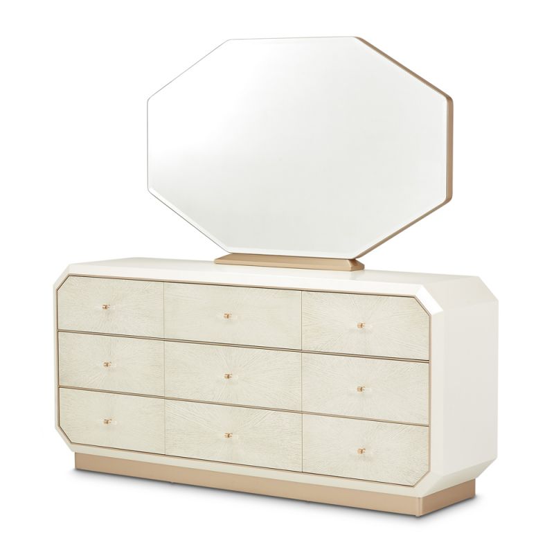 Aico by Michael Amini - La Rachelle Dresser and Mirror Set - Champagne - 9034050SA-260-136