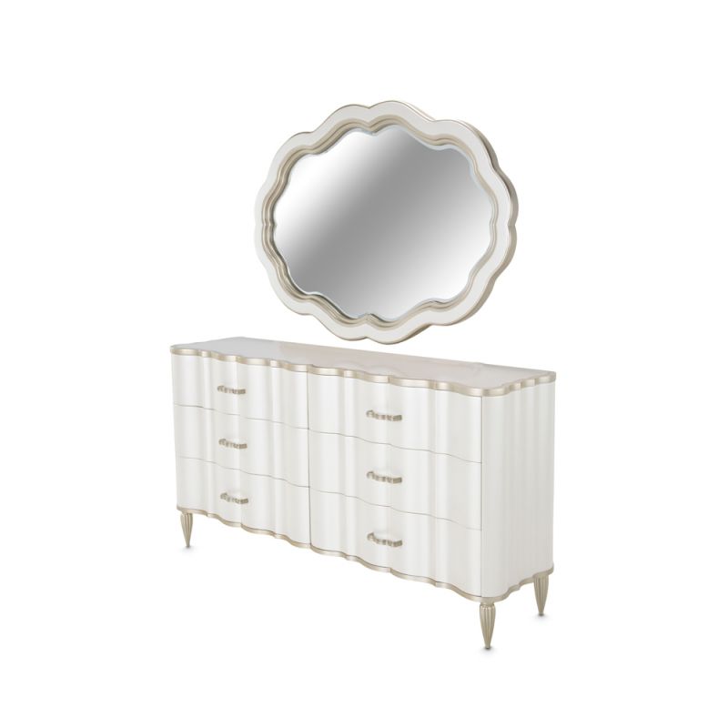 Aico by Michael Amini - London Place Dresser with Mirror - Creamy Pearl - N9004050SA-260-112