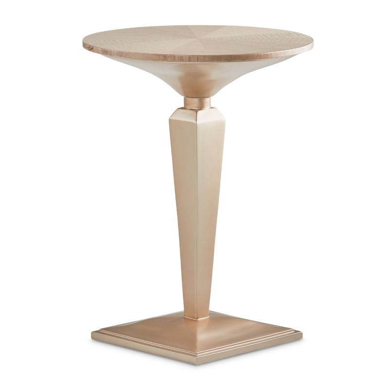 Aico by Michael Amini - Malibu Crest Round Pedestal Tea Table - Chardonnay - N9007225-822