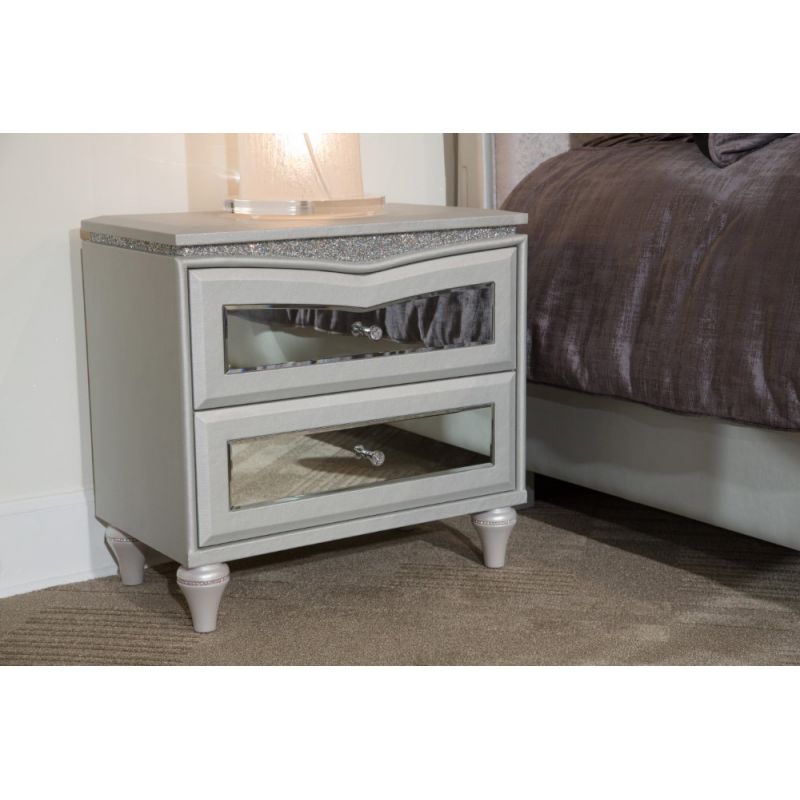 AICO by Michael Amini - Melrose Plaza Upholstered Nightstand in Dove - 9019040-118