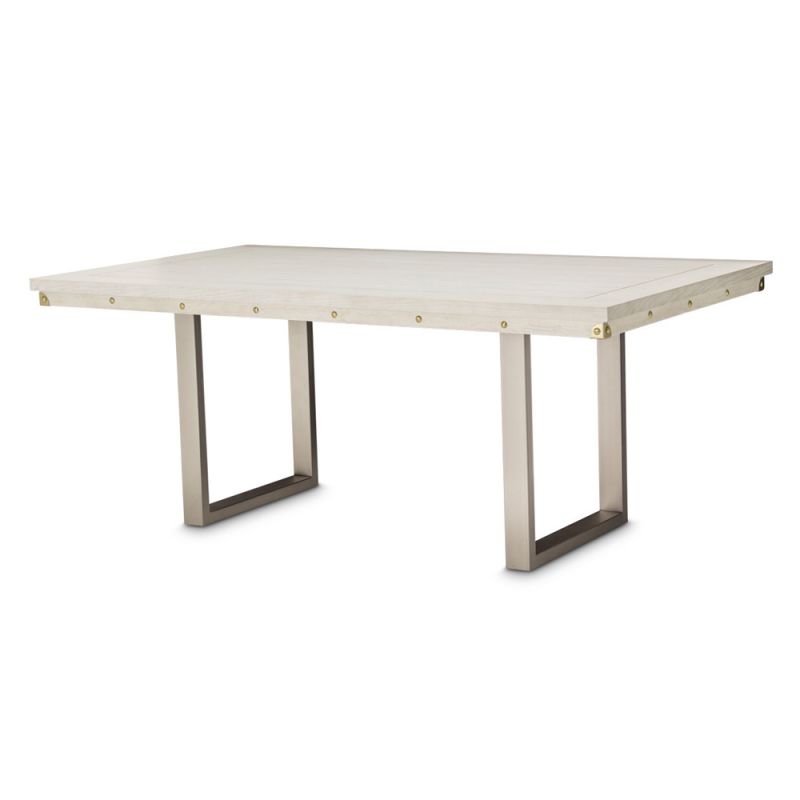 AICO by Michael Amini - Menlo Station Rectangular Dining Table in Eucalyptus & Brushed Silver