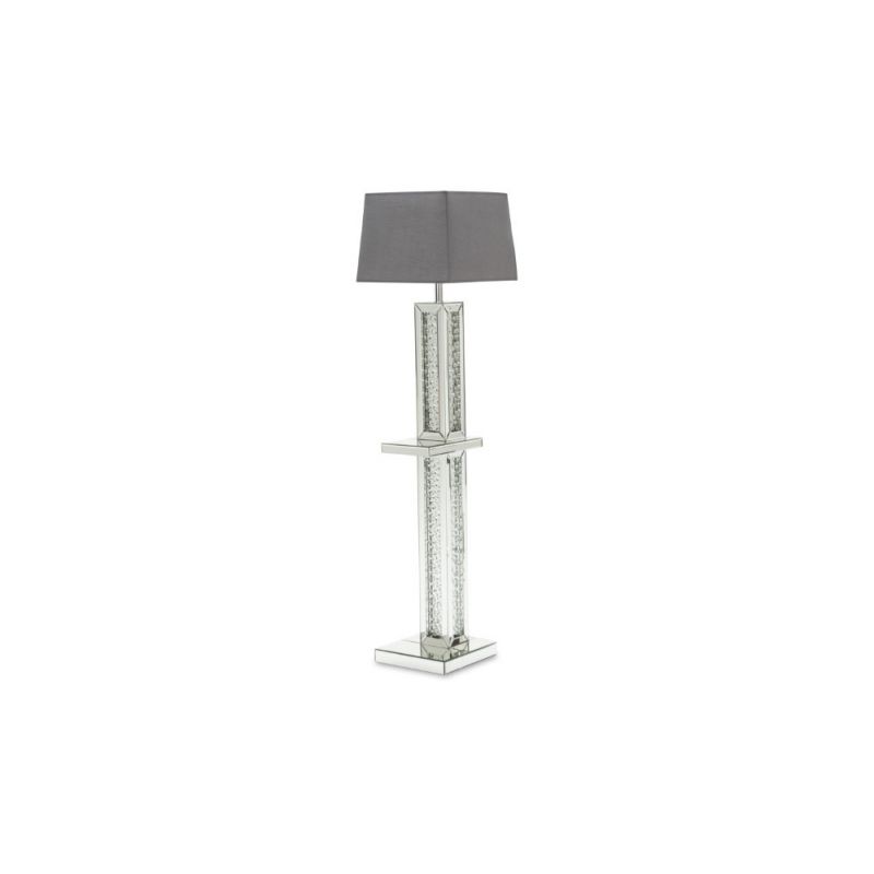 AICO by Michael Amini - Montreal - Mirrored Floor Lamp with Crystal Accents & Violet Rectangular Lamp Shade - FS-MNTRL191-194T