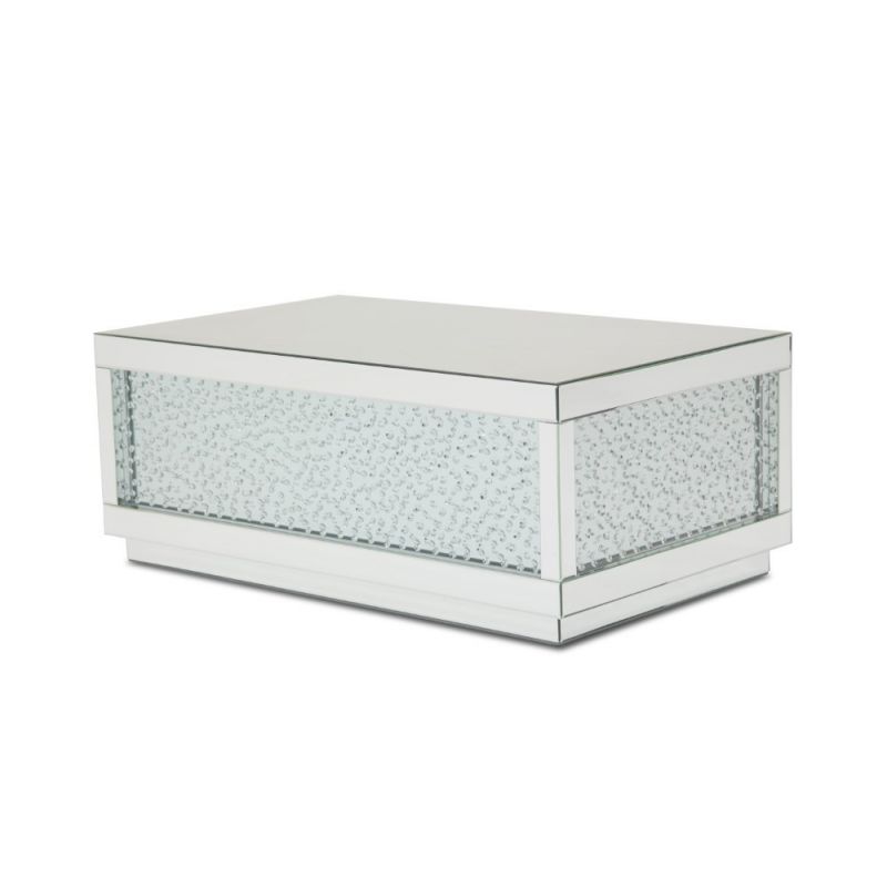 AICO by Michael Amini - Montreal - Rectangular Silver Mirrored Cocktail Table with Crystals - FS-MNTRL201H