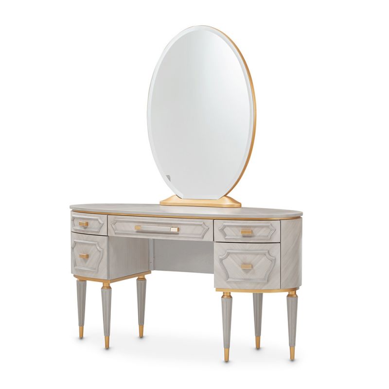 AICO - St. Charles Vanity Desk & Mirror - Dove Gray - 9088058VAN2-803