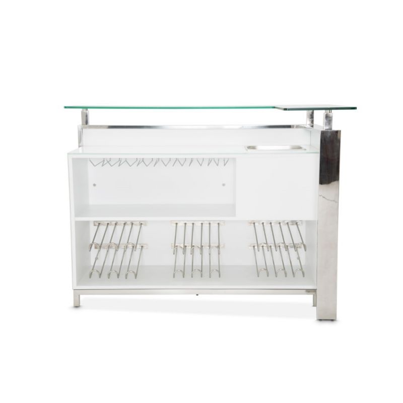 AICO by Michael Amini - State St. - Bar with Glass Top - Glossy White - N9016500-116
