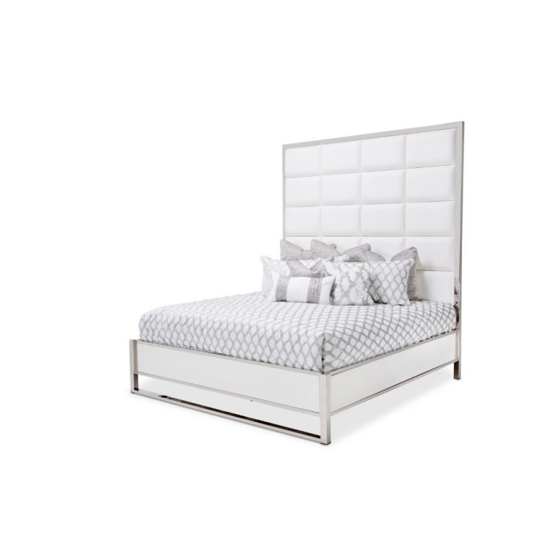 AICO by Michael Amini - State St. - Cal. King Metal Panel Tufted Bed - Glossy White - N9016000CK3PT-116