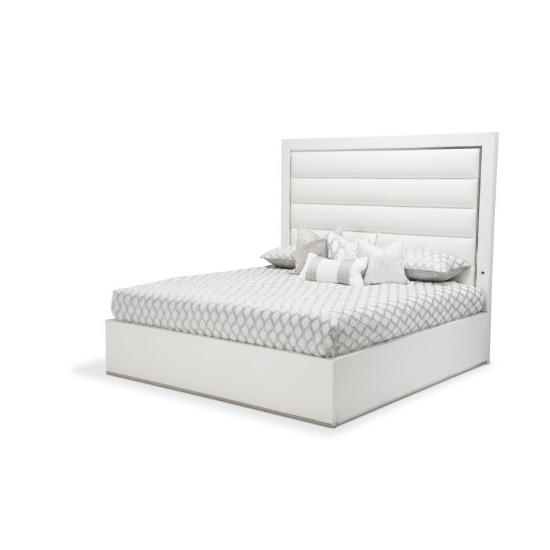 AICO by Michael Amini - State St. - Cal. King Upholstered Panel Bed - Glossy White - N9016000CKP-116