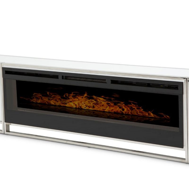 AICO by Michael Amini - State St. Fireplace w/Firebox insert 110V (2pc) in Glossy White - N9016220-AFB-116