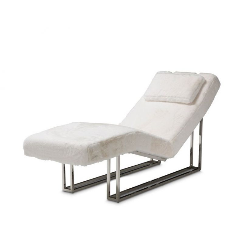 AICO by Michael Amini - Trance Astro - Faux Fur Chaise, Moonstone - Stainless Steel - TR-ASTRO41-MST-13