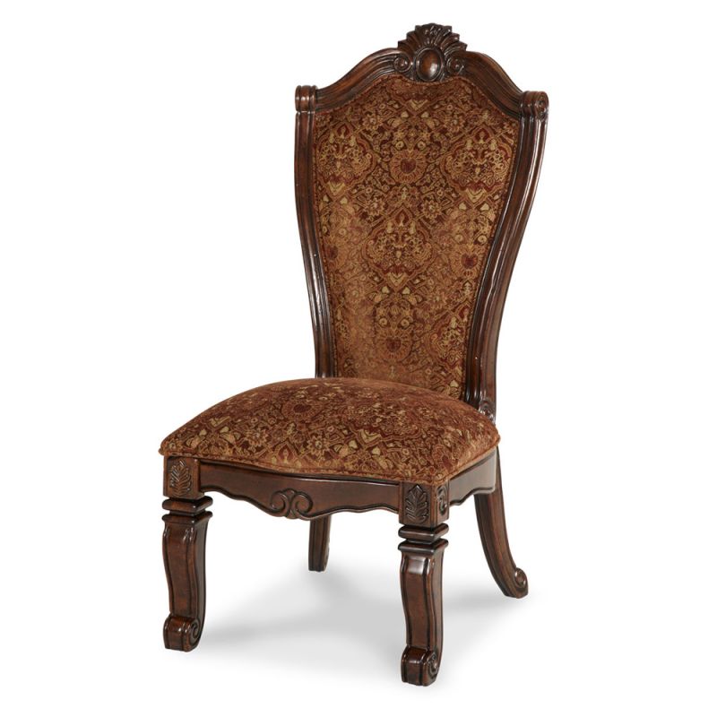 AICO by Michael Amini - Windsor Court Side Chair Fabric Back in Vintage Fruitwood (Set of 2) - 70003-54
