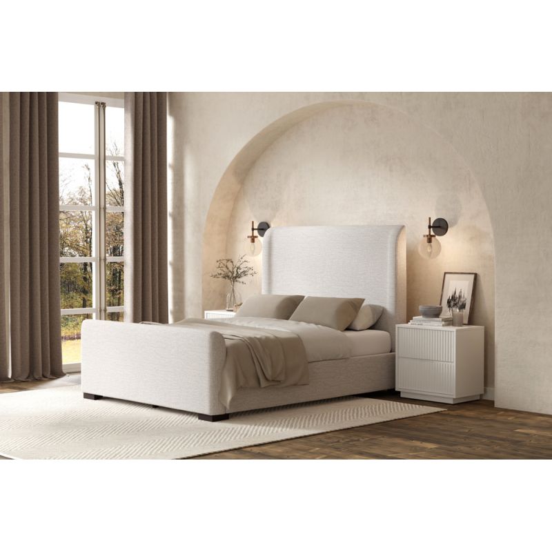 Alpine Furniture - Adele Upholstered Standard King Platform Bed, Beige - 8322EK