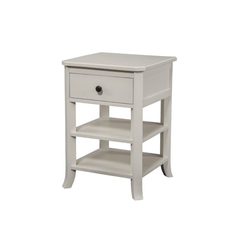 Alpine Furniture - Baker 1 Drawer Nightstand w/2 Shelves, White - 977-W-02
