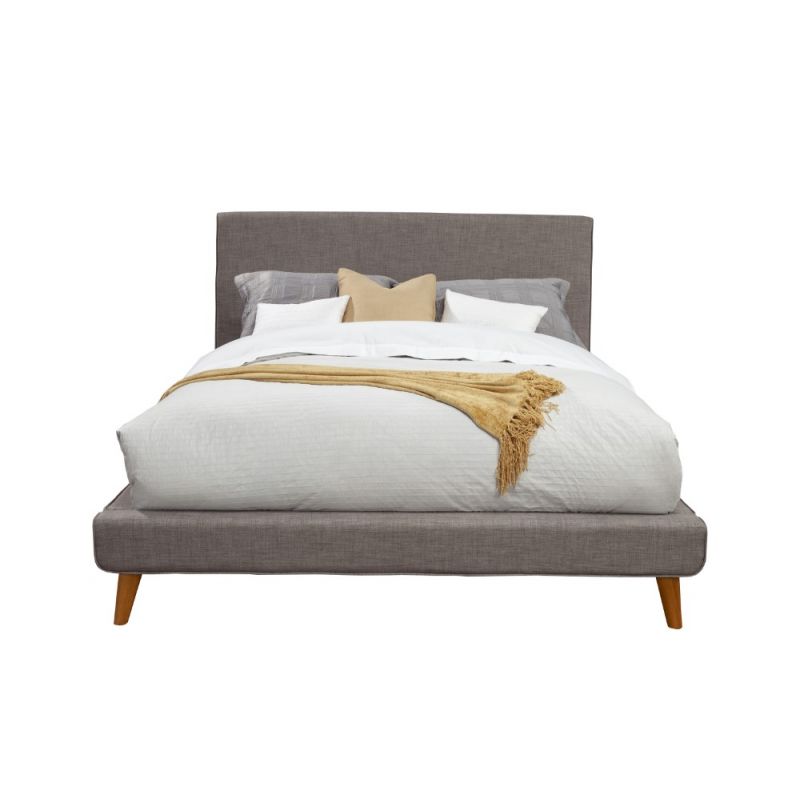 Alpine Furniture - Britney Full Size Upholstered Platform Bed, Dark Grey - 1296F