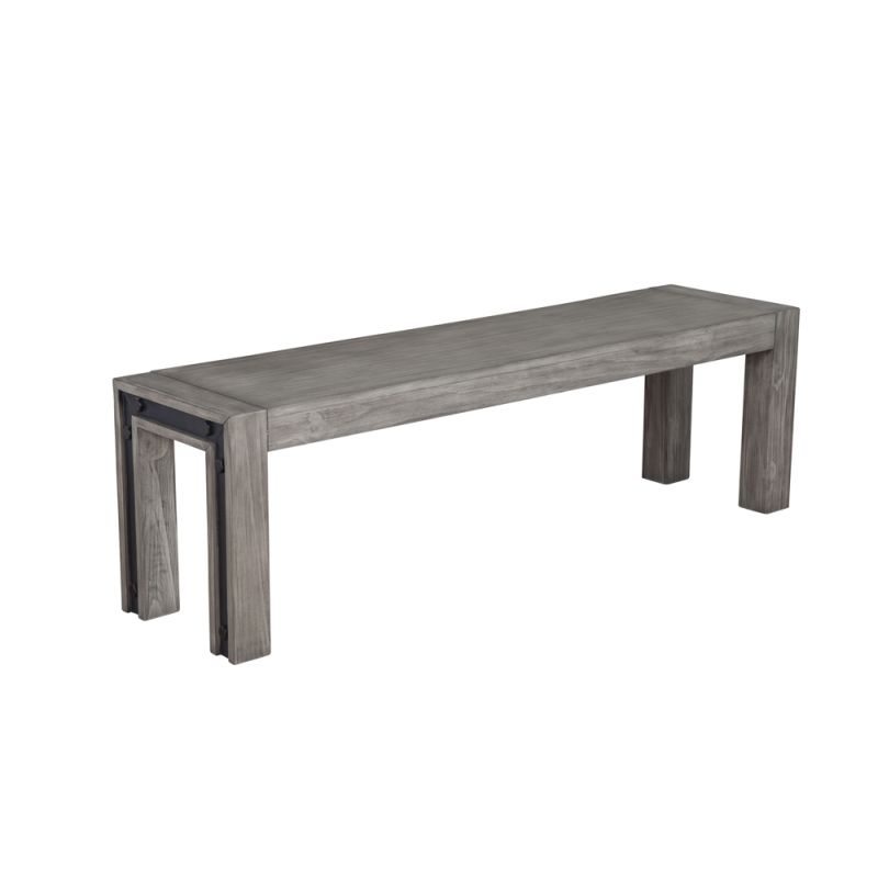 Alpine Furniture - Fallon Solid Pine Dining Bench, Gray & Black - 3394-03