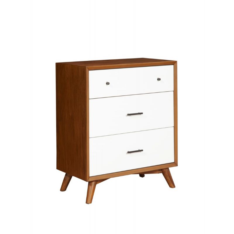 Alpine Furniture - Flynn 3 Drawer Two Tone Small Chest, Acorn/White - 999-04