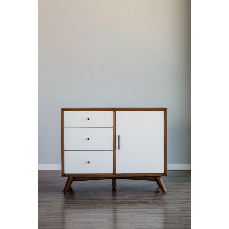 Alpine Furniture - Flynn Accent Cabinet, Acorn/White - 999-14